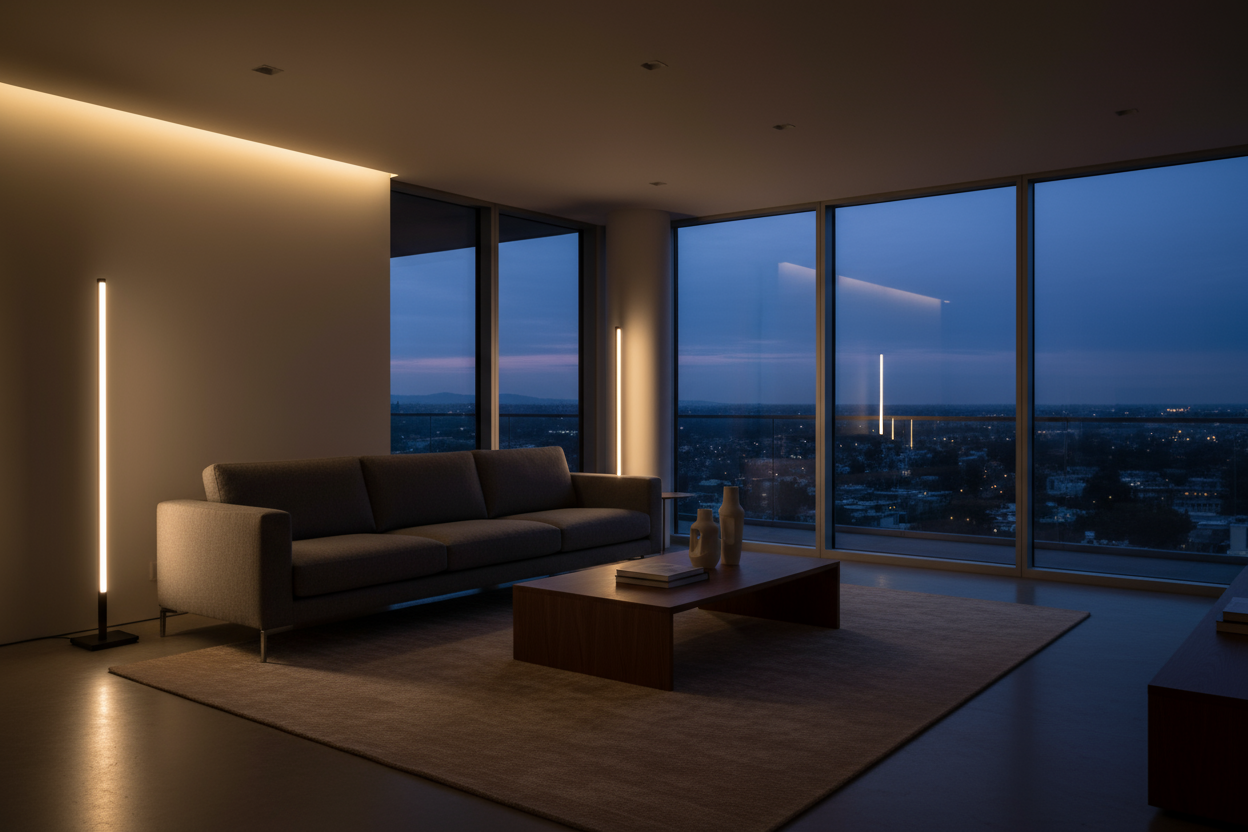 modern living room dim